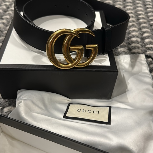 Gucci GG Marmont Wide Belt Black WITH BOX AND DUSTBAG - Picture 1 of 6